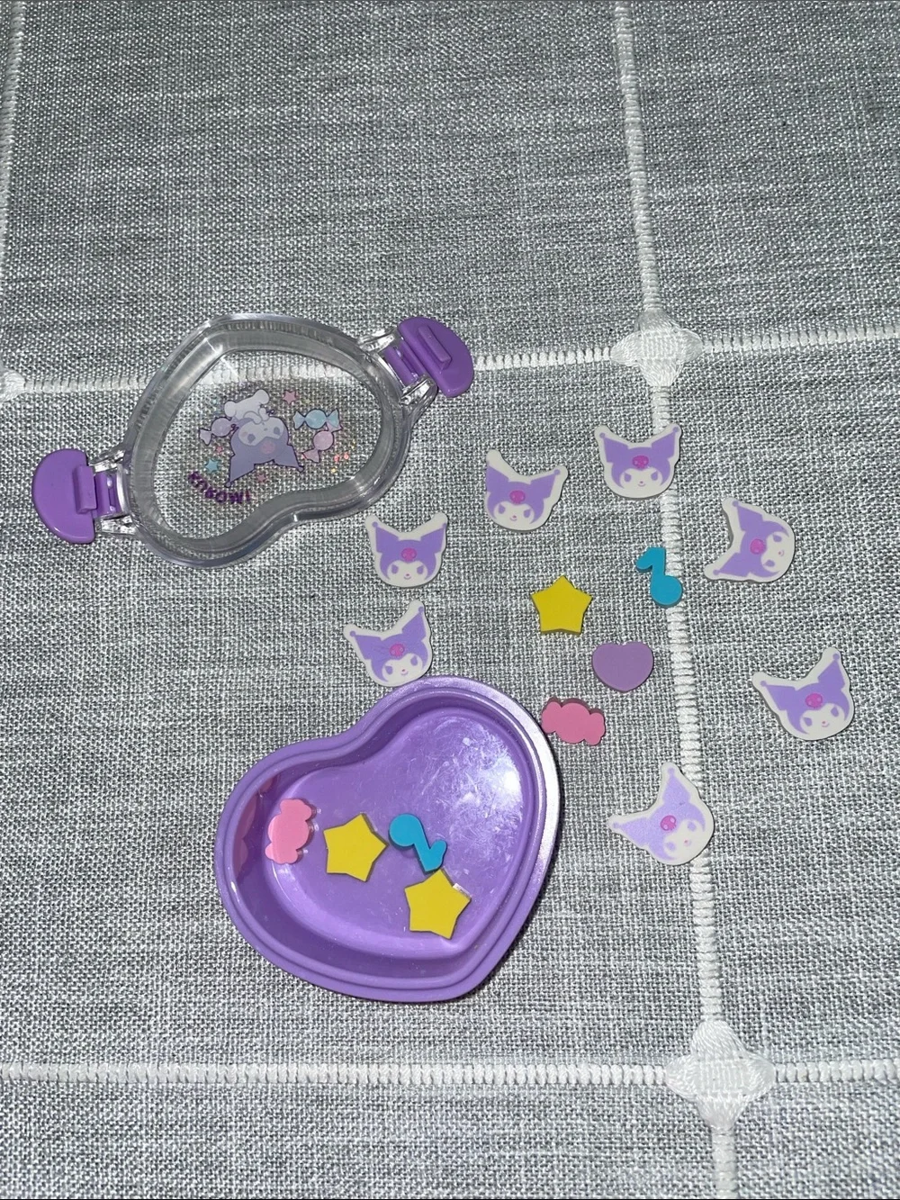 Kuromi mini erasers in a cute heart shape box